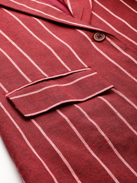 Cottinfab Striped Single-Breasted Pure Cotton Casual Blazer - Image 6