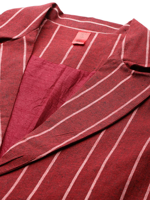 Cottinfab Striped Single-Breasted Pure Cotton Casual Blazer - Image 2