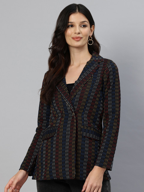 Cottinfab Striped Double-Breasted Pure Cotton Semiformal Blazer - Image 3