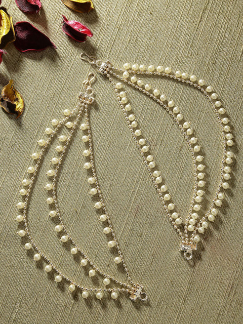 ZENEME Gold Plated Classic Layered Pearl Earchain