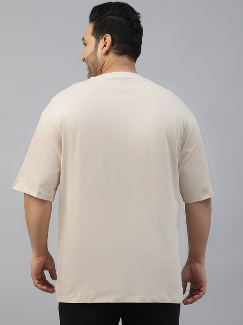 VEIRDO Men Plus Size Solid Round Neck Pure Cotton Oversized T-Shirt - Image 6