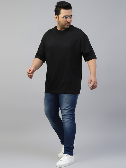 VEIRDO Men Plus Size Solid Round Neck Pure Cotton Oversized T-shirt - Image 7