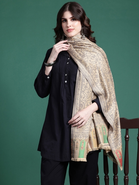 Sangria Women Floral Woven Design Shawl