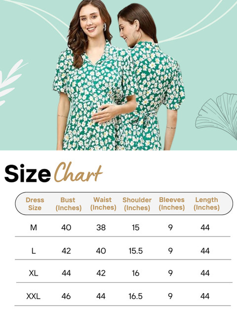 MomToBe Floral Printed Maternity A-Line Midi Dress - Image 7