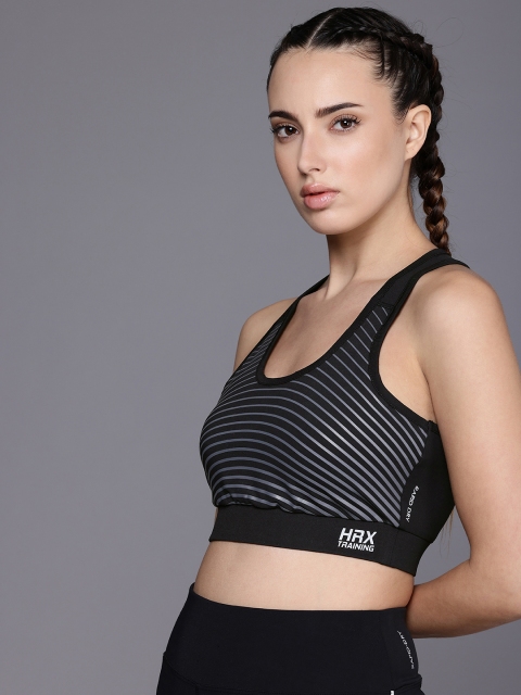 HRX by Hrithik Roshan Striped Rapid Dry Lightly Padded Training Bra AW24_W_BA_KT8144_03_A