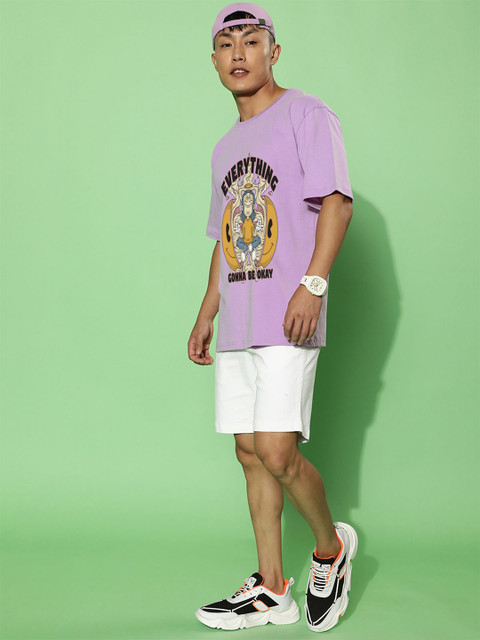 VEIRDO Men Graphic Printed Round Neck Pure Cotton Oversized T-Shirt - Image 6