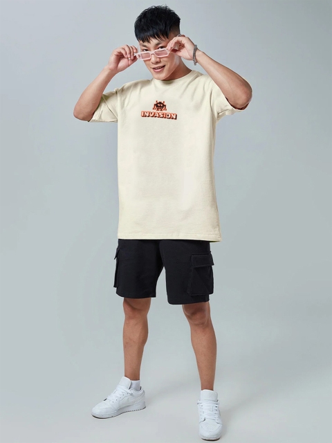 VEIRDO Men Graphic Printed Round Neck Pure Cotton Oversized T-Shirt - Image 6