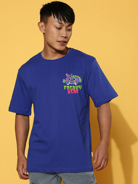 VEIRDO Men Graphic Printed Round Neck Pure Cotton Oversized T-Shirt - Image 4