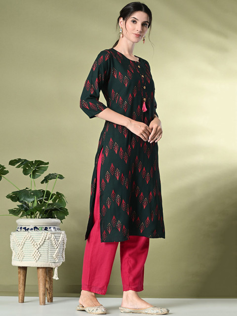 GLOWWORLD Floral Printed A-Line Kurta - Image 4