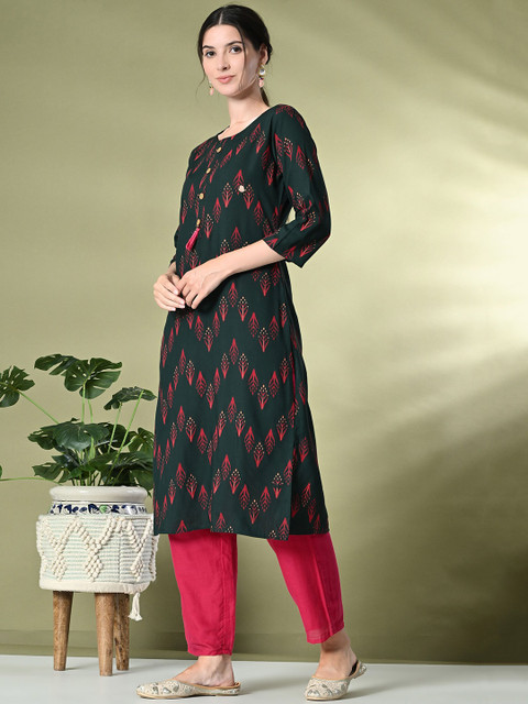 GLOWWORLD Floral Printed A-Line Kurta - Image 5