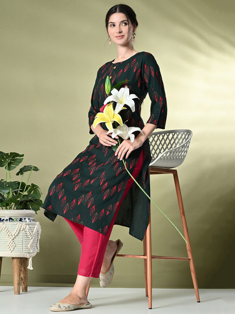 GLOWWORLD Floral Printed A-Line Kurta - Image 7