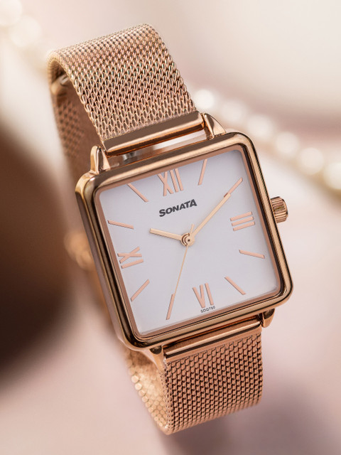 Sonata Quartz Analog With White Dial Watch For Women - Nt87068wm01