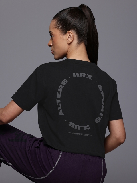 HRX by Hrithik Roshan Lifestyle Typography Print Crop T-shirt
