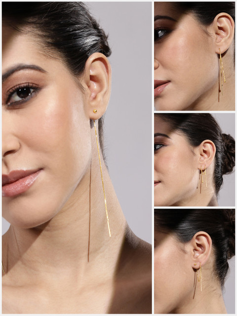 Niska Gold-Plated Contemporary Drop Earrings