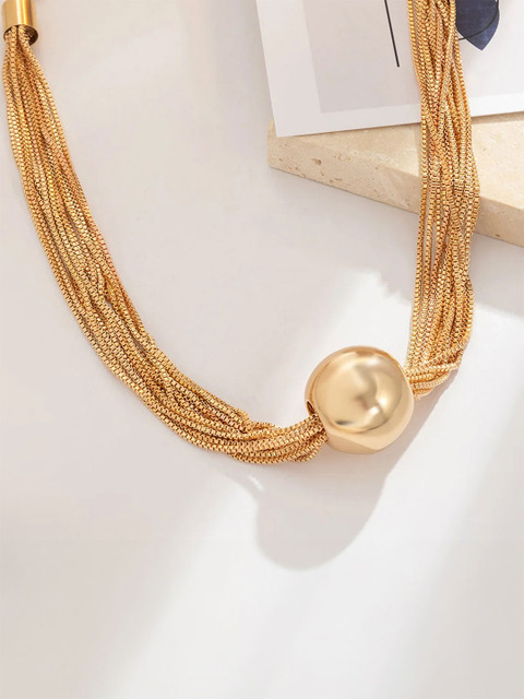 Yellow Chimes Gold-Plated Multilayered Ball Layered Necklace