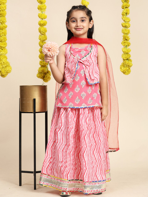 Cutiekins Girls Paisley Printed Cotton Ready to Wear Lehenga & Blouse With Dupatta - Image 5