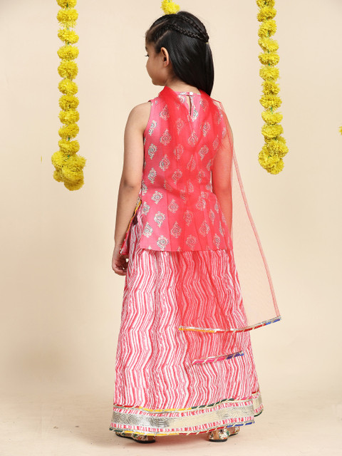Cutiekins Girls Paisley Printed Cotton Ready to Wear Lehenga & Blouse With Dupatta - Image 4