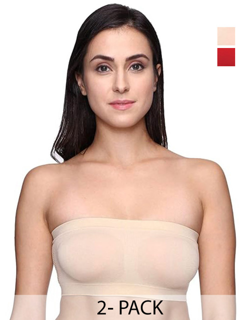 INDIROCKS Pack Of 2 Non-Wired Full Coverage Strapless Non Padded Stretchable Tube Bra