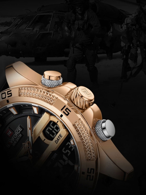 Naviforce Men Brass Embellished Dial & Straps Analogue and Digital - Image 2