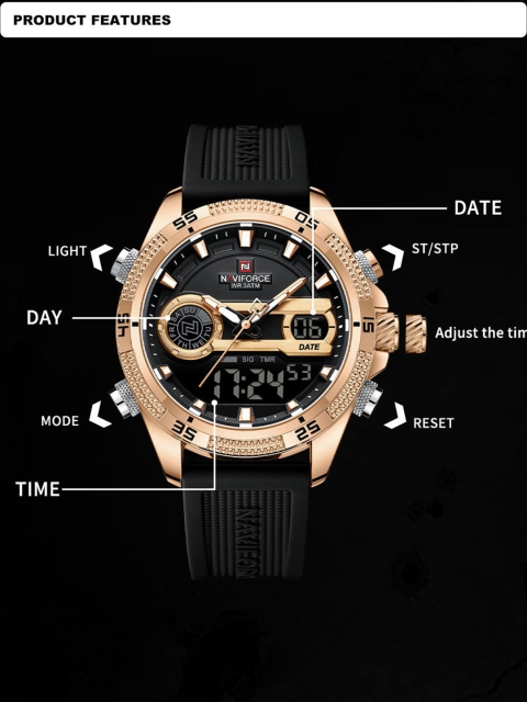 Naviforce Men Brass Embellished Dial & Straps Analogue and Digital - Image 5