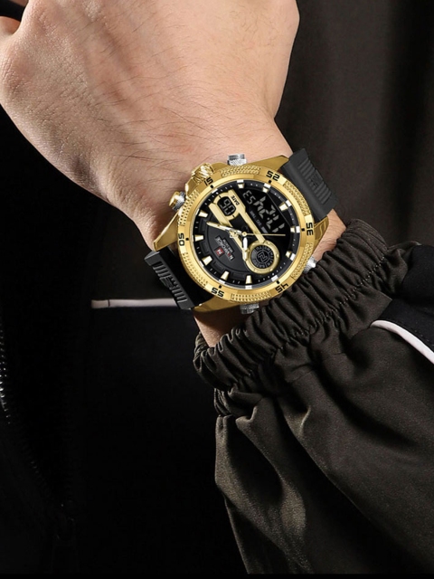 Naviforce Men Brass Dial & Straps Analogue and Digital Multi Function Watch NF9223 GBB - Image 7