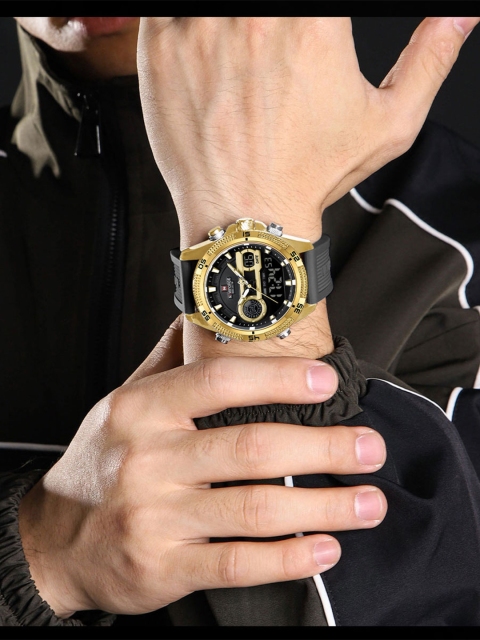Naviforce Men Brass Dial & Straps Analogue and Digital Multi Function Watch NF9223 GBB - Image 6