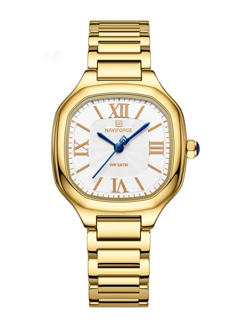 Naviforce Women Brass Dial & Stainless Steel Straps Analogue Watch NF5042 GWG - Image 2