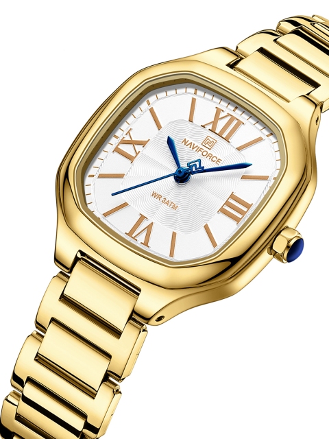 Naviforce Women Brass Dial & Stainless Steel Straps Analogue Watch NF5042 GWG - Image 3