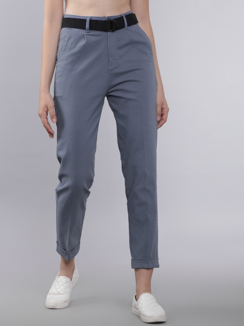 Tokyo Talkies Women Mid-Rise Solid Casual Trousers