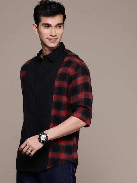 WROGN Checked Drop-Shoulder Sleeves Comfort Fit Shirt - Image 4
