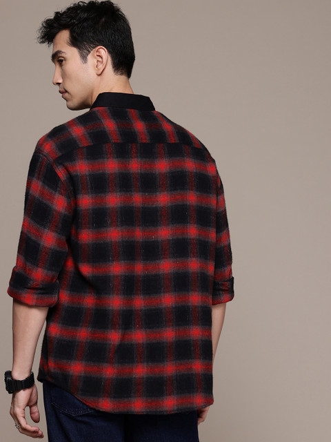 WROGN Checked Drop-Shoulder Sleeves Comfort Fit Shirt - Image 5