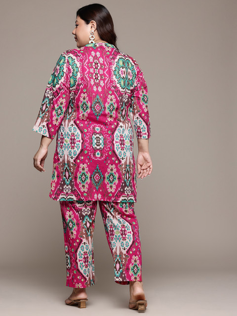 Readiprint Plus Size Printed Pure Cotton Tunic With Trousers - Image 5