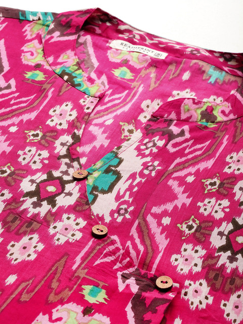 Readiprint Plus Size Printed Pure Cotton Tunic With Trousers - Image 2