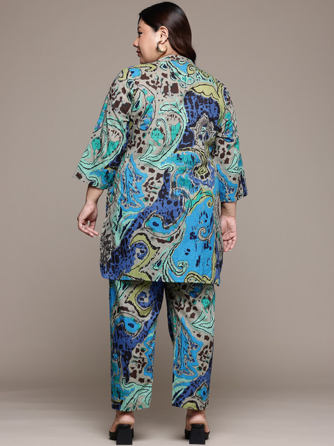 Readiprint Plus Size Printed Pure Cotton Tunic With Trousers - Image 5