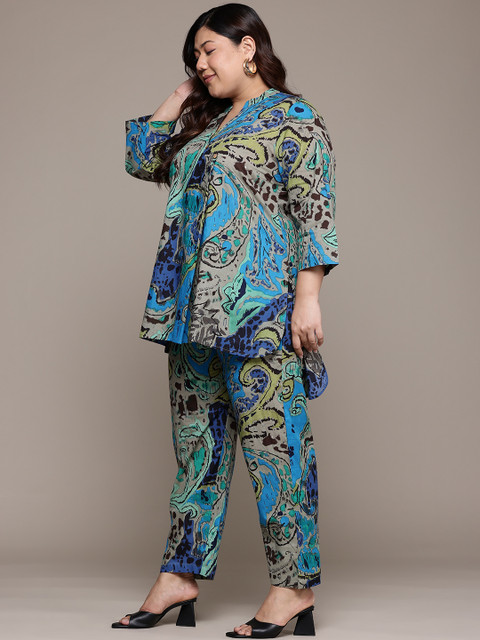 Readiprint Plus Size Printed Pure Cotton Tunic With Trousers - Image 4