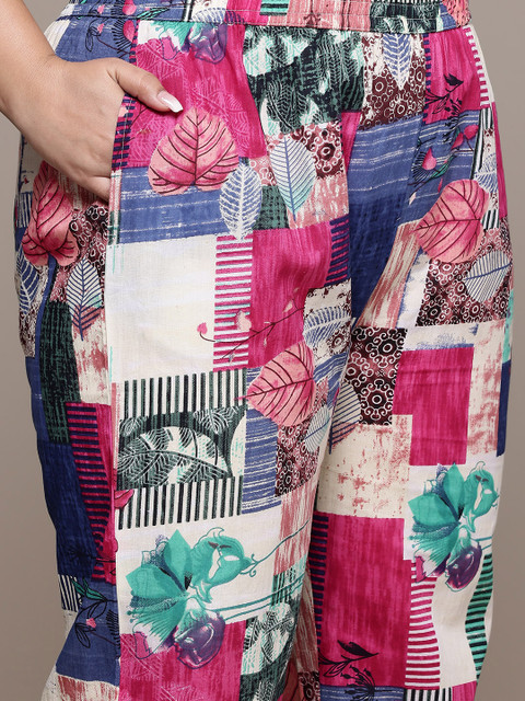Readiprint Plus Size Printed Pure Cotton Tunic With Trousers - Image 8