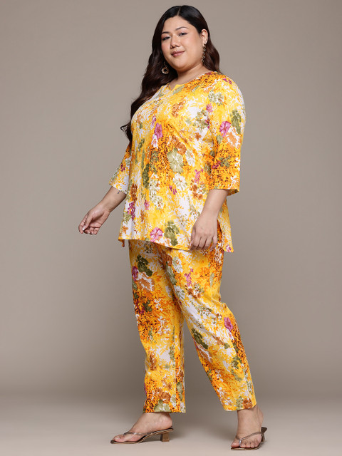 Readiprint Plus Size Printed Pure Cotton Tunic With Trousers - Image 4