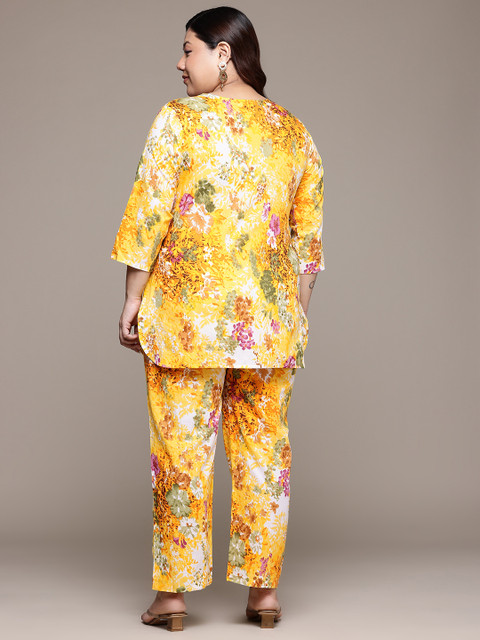 Readiprint Plus Size Printed Pure Cotton Tunic With Trousers - Image 5