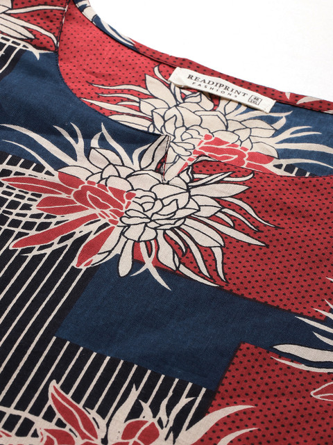 Readiprint Plus Size Printed Pure Cotton Tunic With Trousers - Image 2