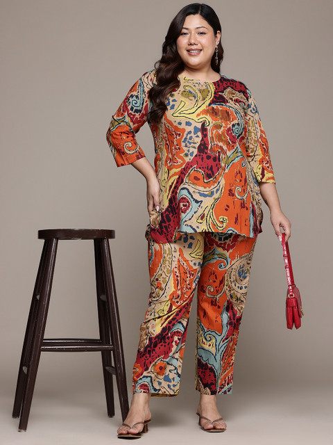 Readiprint Plus Size Printed Pure Cotton Tunic With Trousers - Image 6