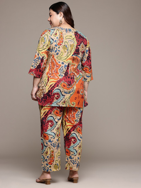 Readiprint Plus Size Printed Pure Cotton Tunic With Trousers - Image 5