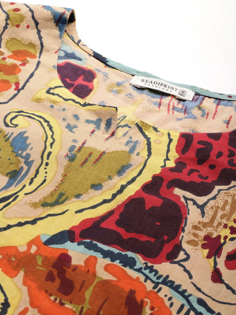 Readiprint Plus Size Printed Pure Cotton Tunic With Trousers - Image 2