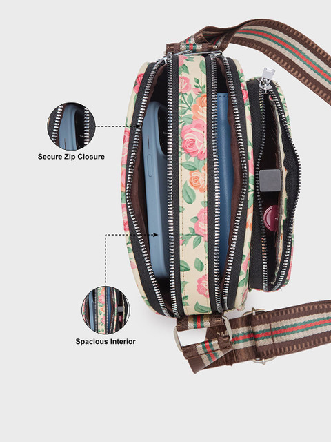 Caprese Ryko Women Beige Medium Sling Bag - Image 8