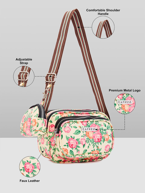 Caprese Ryko Women Beige Medium Sling Bag - Image 7