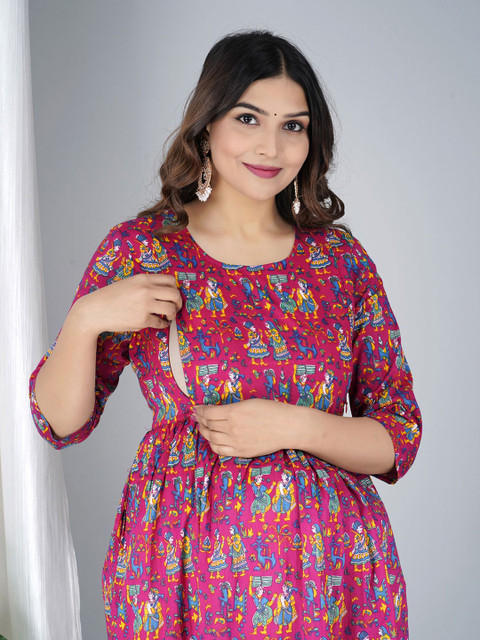 TANISHA Floral Printed Maternity Fit & Flare Dress
