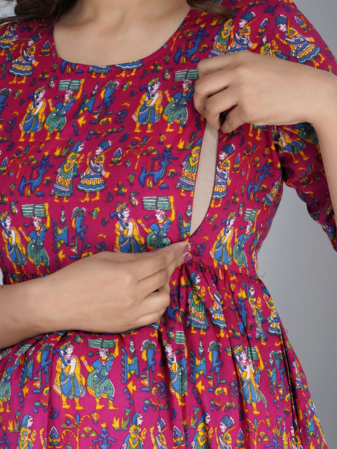 TANISHA Floral Printed Maternity Fit & Flare Dress - Image 3