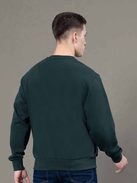 Red Tape Men Green Graphic Print Fleece Round Neck Baggy Fit Sweatshirt - Image 6
