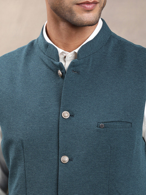 Turtle Men Woven Design Nehru Jacket - Image 2