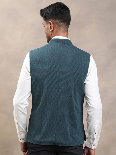 Turtle Men Woven Design Nehru Jacket - Image 5
