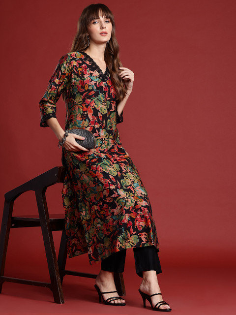 Indo Era Floral Printed Kurta with Trousers